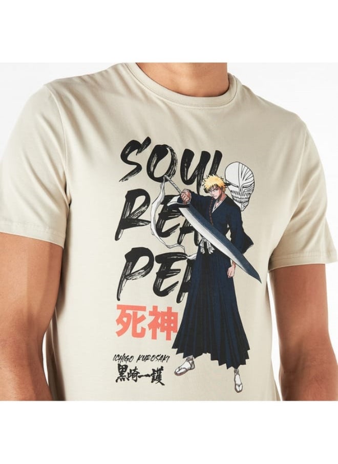 SP Characters Ichigo Kurosaki Print Crew Neck T-shirt with Short Sleeves  - Image 2