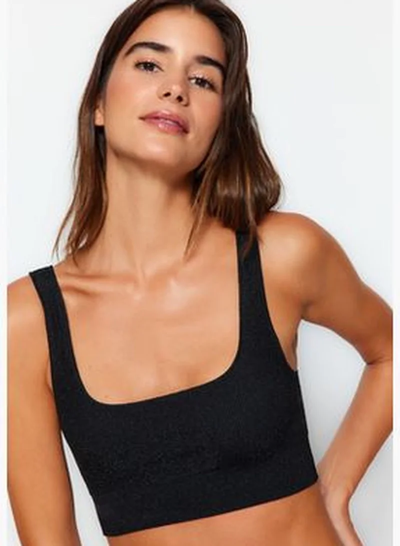 trendyol Black Glittery Camisole Capless Bustier Bra