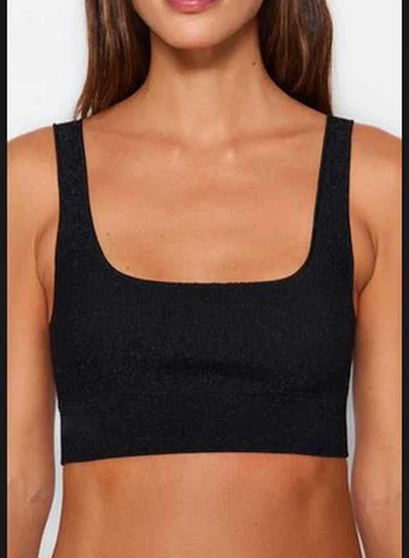 trendyol Black Glittery Camisole Capless Bustier Bra