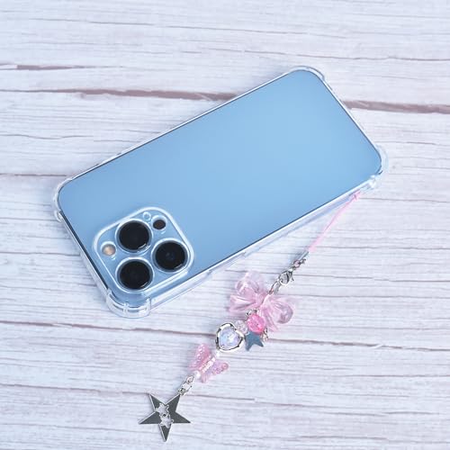 Ruittos 4PCS Cute Phone Charms Aesthetic Y2K Cellphone Charms Strap Pink Strawberry Butterfly Star Charm Y2K Accessories for Phone Bag Keychain Airpods Camera Pendants Decor (Style 1, 4) - Image 3