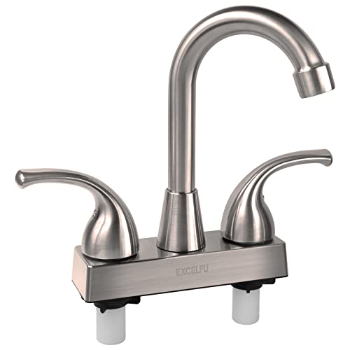 EXCELFU RV Bathroom Faucet, 4 inch RV Bathroom Sink Faucet Replacement for Campers, Motorhome, Travel Trailer, Boat with Classical Lever Handles and 6-inch High Spout (Brushed Satin Nickel) - Image 1