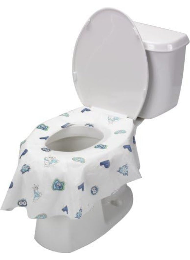 Potty Shields أغطية مقاعد المرحاض القابلة للتصرف (12 عبوة) - غطاء مرحاض XL مقاوم للماء للأطفال، والكبار - محمول ومغلف بشكل فردي للسفر، والتدريب، والعطلات، والحمامات العامة - Image 5