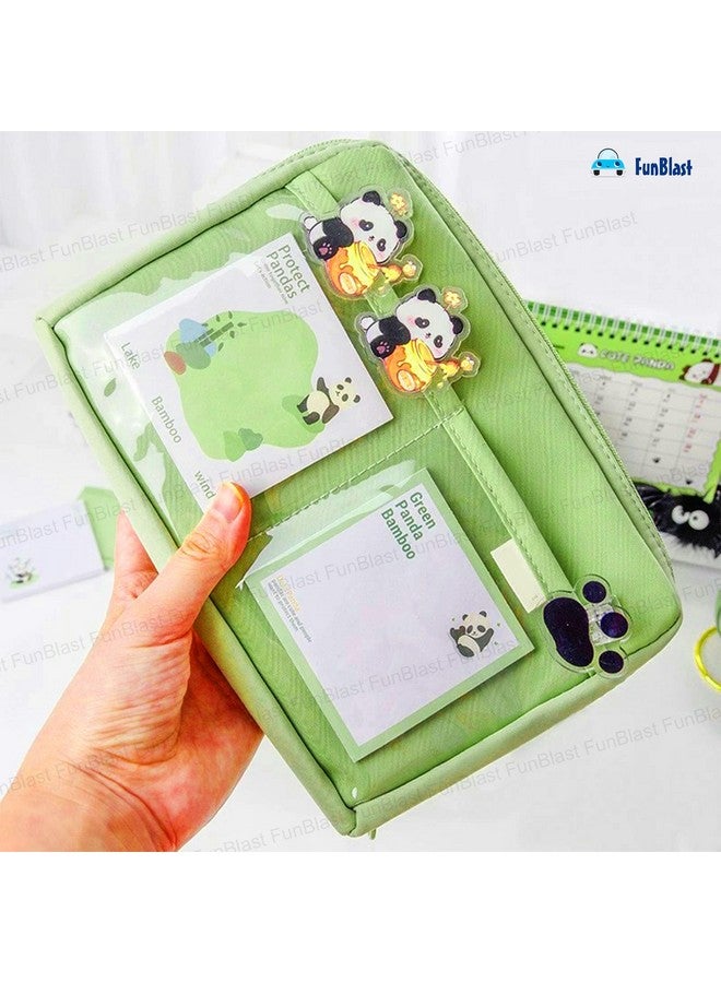 فنبلاست حافظة أقلام فن بلاست للأطفال - حقيبة أقلام كبيرة بسحاب للأطفال والكبار، حقيبة متعددة الأغراض للقرطاسية للأطفال، حقيبة مكياج، حقيبة جمالية (أخضر) - Image 2