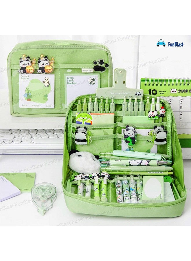 فنبلاست حافظة أقلام فن بلاست للأطفال - حقيبة أقلام كبيرة بسحاب للأطفال والكبار، حقيبة متعددة الأغراض للقرطاسية للأطفال، حقيبة مكياج، حقيبة جمالية (أخضر) - Image 4