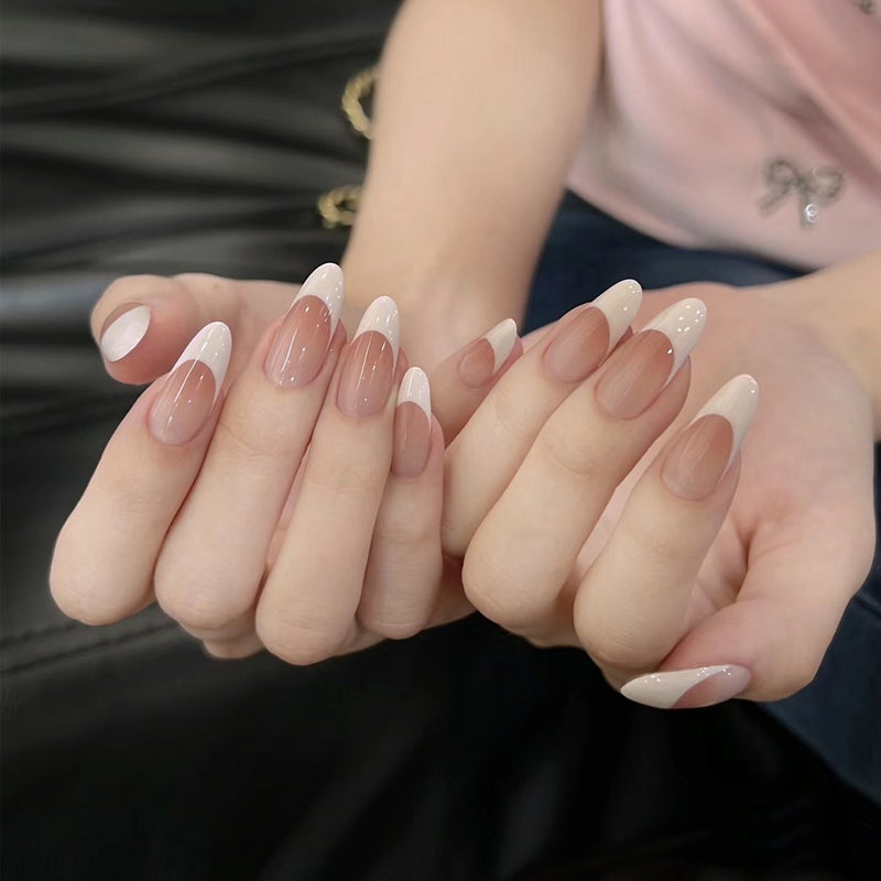 Wearing Nail Art Patch Finished Product Chattering Explosion Models Nail Piece French White-Edged Fake Nail Piece 30 Removable - Image 3