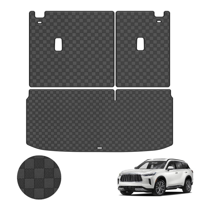 Cargo Liner Backrest Mat Compatible with 20222025 Infiniti QX60 All Weather Protection PU Leather Trunk Mat Back Seat Cover Protector Leather Cargo Mats and Backrest Mat