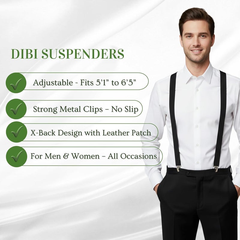 DIBI Suspenders for Men - Adjustable X back Suspender with 4 Strong Clips - Image 3