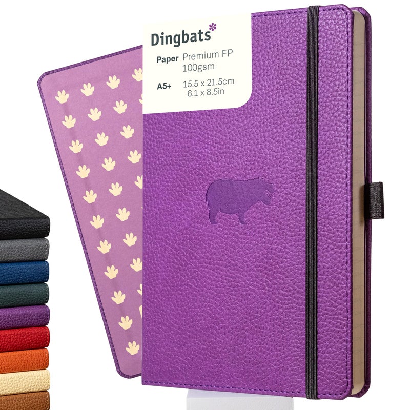 Dingbats Wildlife Dotted Journal Notebook A5 Vegan Leather Hard Cover Ideal for Work Travel Pocket Elastic