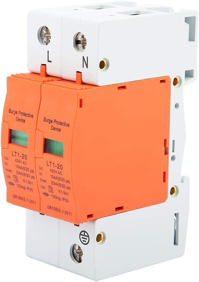 DEWIN 2P Surge Protection Device, 10kA-20kA 420V AC House Surge Protective Low Voltage Surge Arrester - Image 1