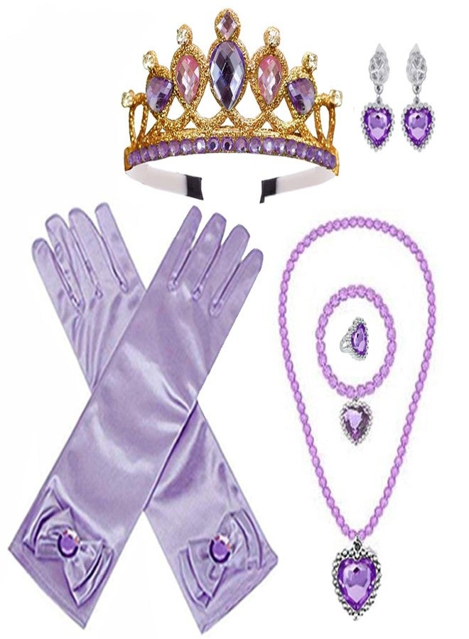 Yosbabe Girls Costume Accessories Princess Rapunzel Dress up Accessories for Girls Rapunzel Crown Necklace Bracelet Gloves Ring Earrings Halloween Christmas Party Favors for Kids - Image 1