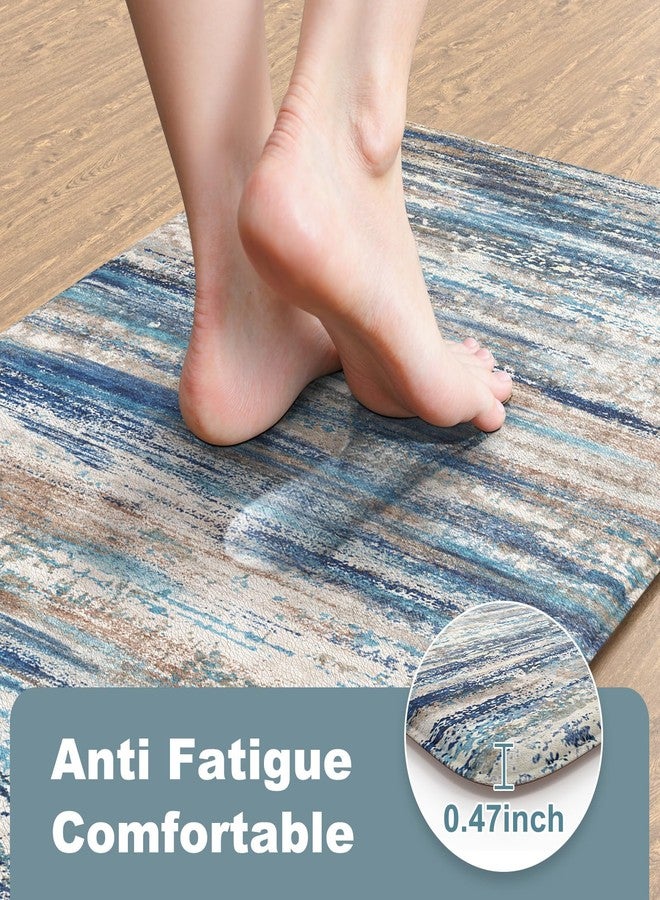 KIMODE Christmas Anti Fatigue Kitchen Mats for Floor 2 Piece, Blue Grey Farmhouse Kitchen Rugs 17"x47"+17"x29", Non Slip Waterproof Kitchen Floor Mats, Standing Mats for Laundry Office Sink Desk - Image 2