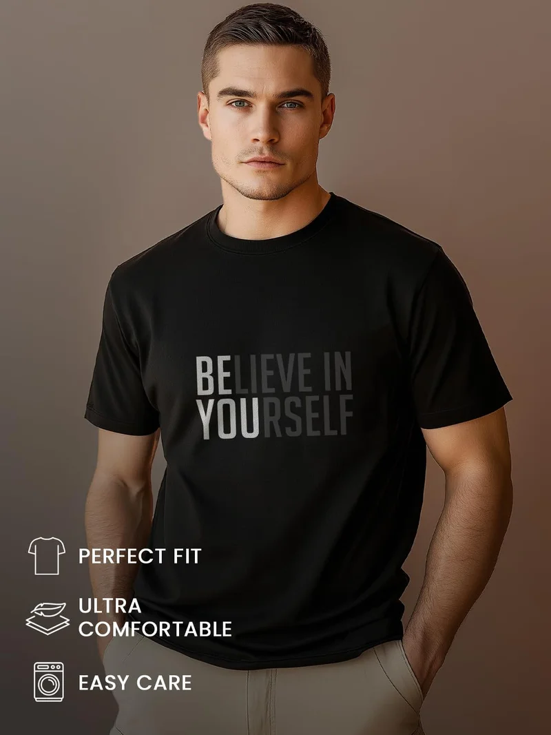 NOBERO  Black Cotton Regular Fit T-Shirt for Men for Men | Best Price UAE