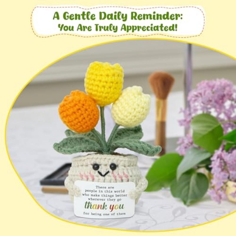 Christmas Thank You Gifts for Women - Handmade Mini Crochet Tulip Flowers Emotional Support Gifts - Stocking Stuffers for Coworker Boss Teacher Friend Retirement Appreciation - Image 2