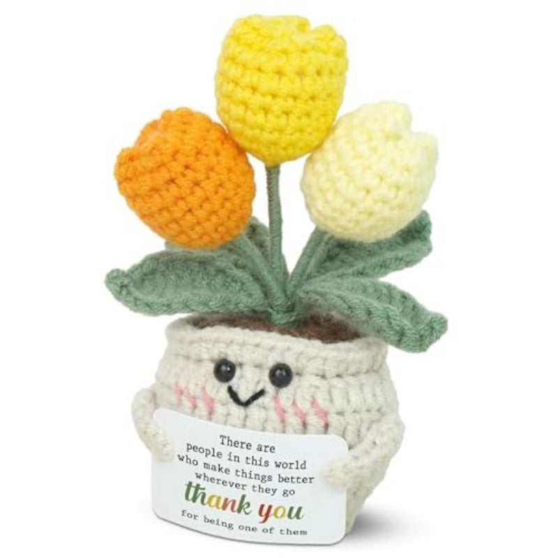 Christmas Thank You Gifts for Women - Handmade Mini Crochet Tulip Flowers Emotional Support Gifts - Stocking Stuffers for Coworker Boss Teacher Friend Retirement Appreciation - Image 1