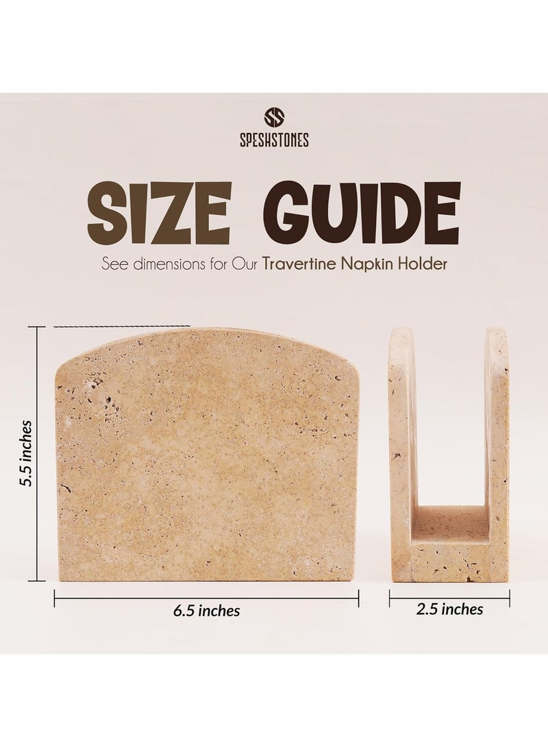 SPESHSTONES Travertine Napkin Holder for Table 6.5 Inch Handmade Stone Holders for Cocktail, Tissue & Paper Napkins Ideal for Dining, Kitchen Countertop Organizer & Home Decor  - Image 3