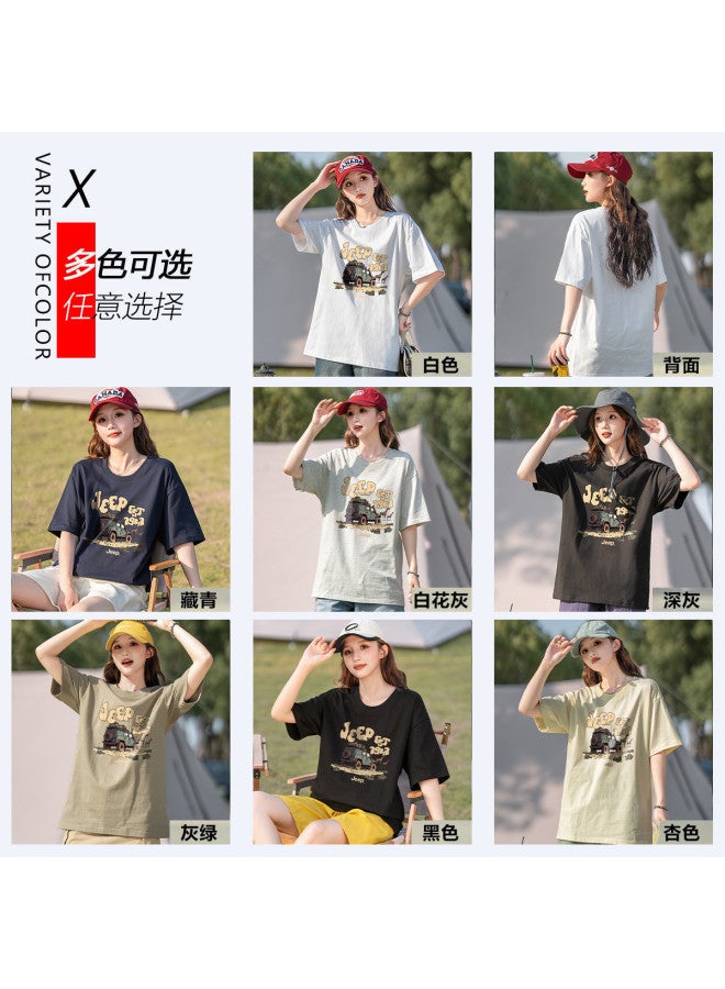 Jeep Women'S Short Sleeve T-Shirt, 2025 Summer New Loose Comfortable Cotton Round Neck Top, Fashion Versatile Women'S Clothing - Image 3