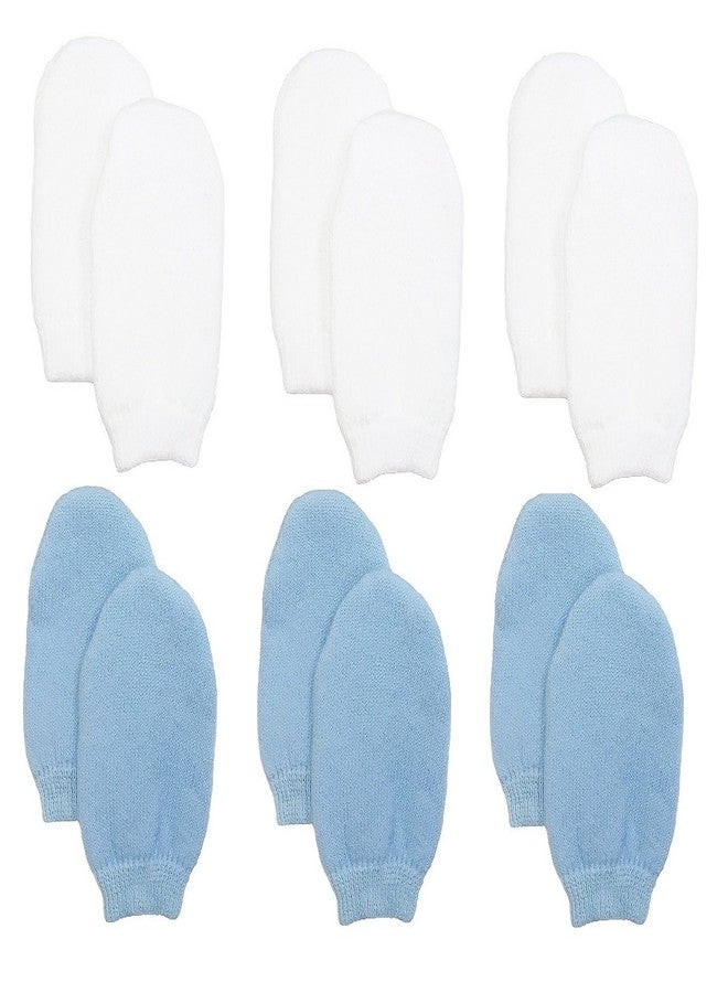 Nurses Choice Newborn Baby Boy No‑Scratch Mittens – Soft Cotton Stay‑On Infant Gloves – Hospital Trusted Hand Covers for Sensitive Skin – Newborn Essentials (6‑Pack, White & Blue) - Image 1