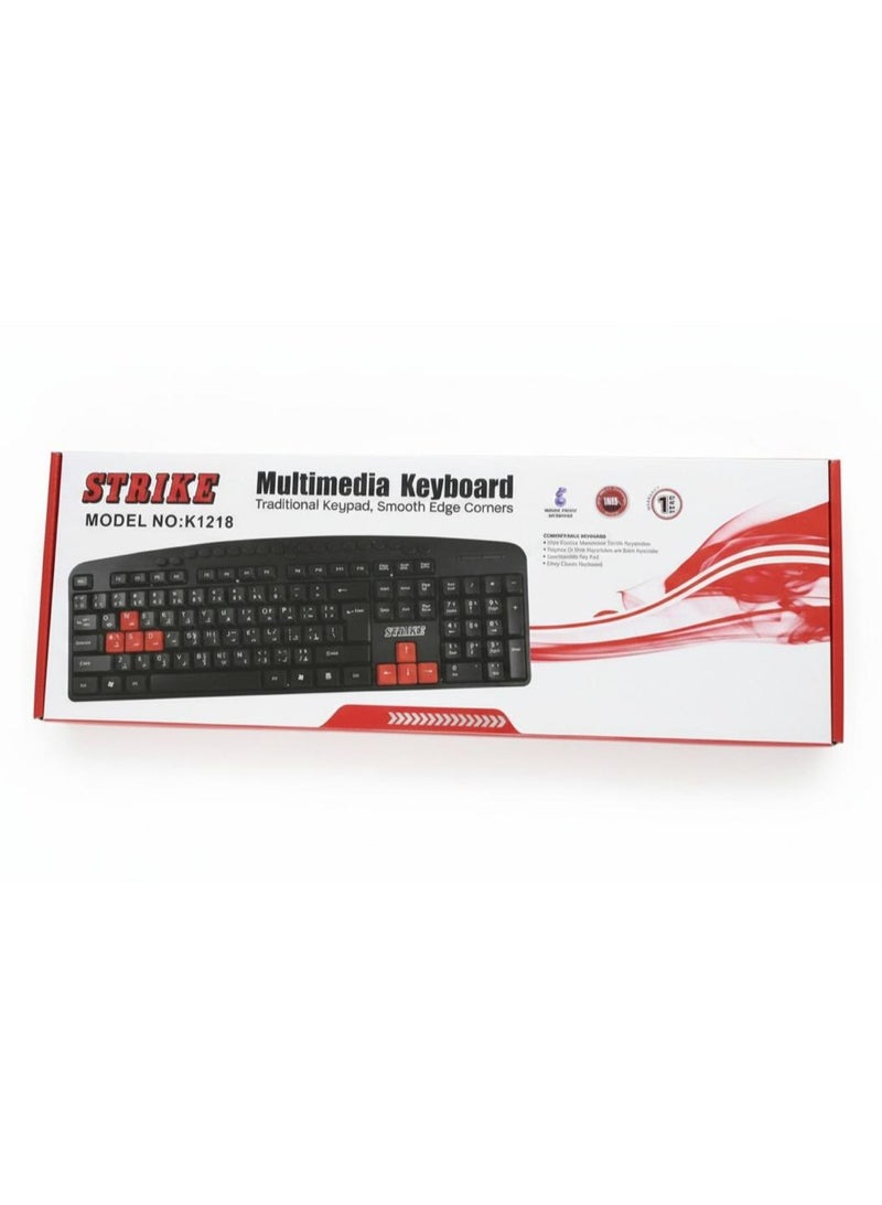 Strike USB wired keyboard for computers – Arabic-English dual-language keyboard, ergonomic and responsive design for office and home use - Image 5