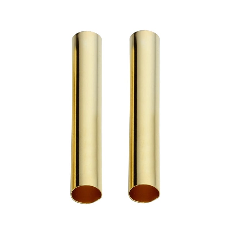 Linsoir Beads Solid Brass Straight Long Tube Spacer Beads 30X4mm Gold Finish Pack of 100 pcs - Image 1