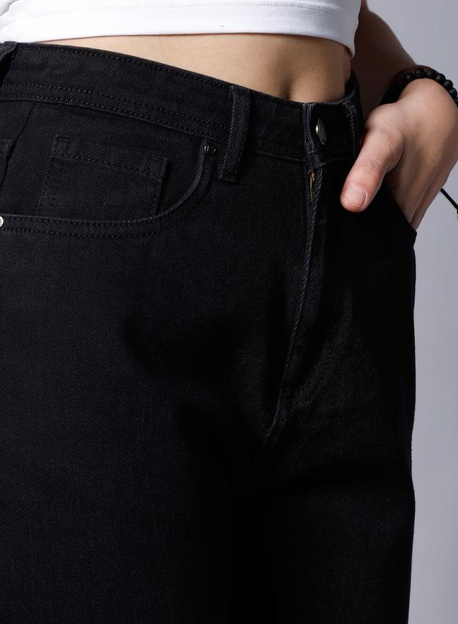 هاي ستار جينز أسود بخصر عالي وقصة مام فيت - Image 5
