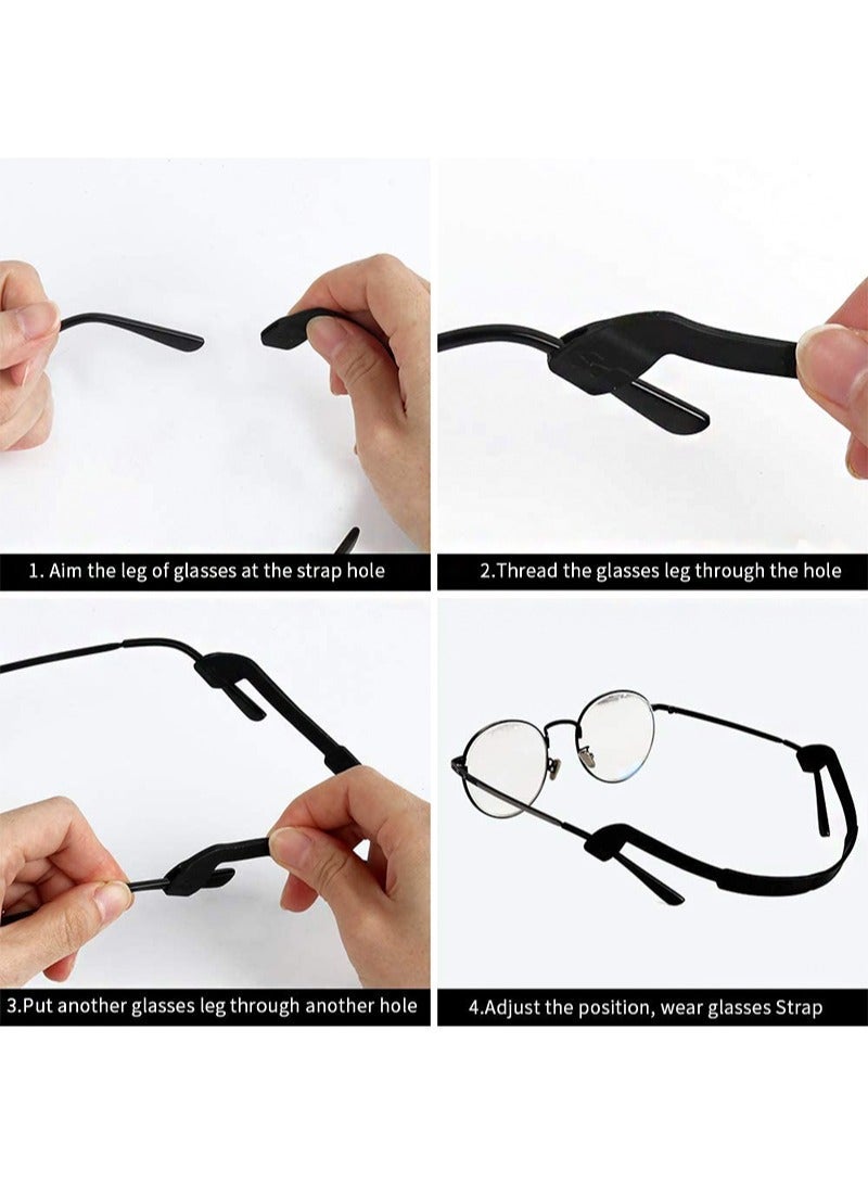 Aikanbo Glasses Straps, 8 Pack Kids Glasses Sunglass Cord Strap Glasses Strap Holder Glasses Holder, Silicone Elastic Sports Toddler Glasses Straps with Ear Clip Hooks, 8 Colors - Image 4