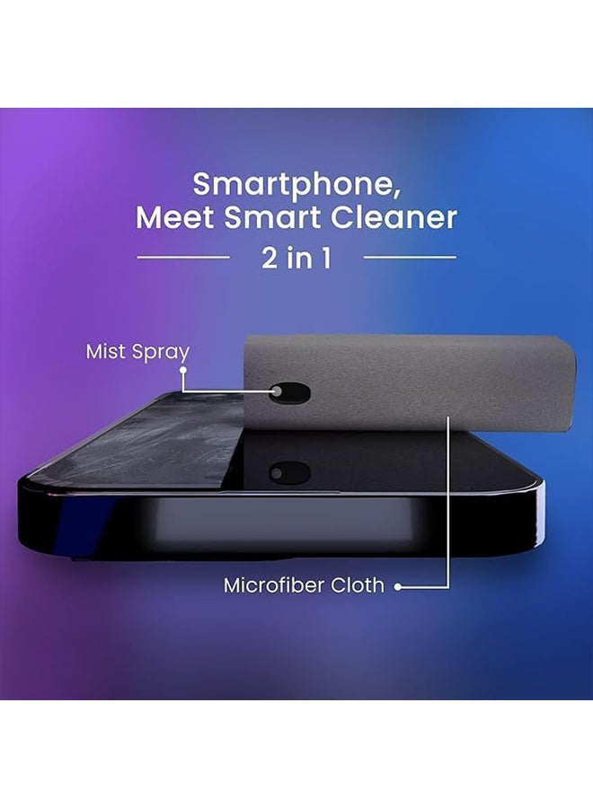 Fingerprint Proof Screen Cleaner, All-in-One Spray & Wipe Cleaner, Sterilization Disinfection Cleansing, Two in One Spray and Microfiber Cloth, for All Phones, Laptop and Tablet Screens - Gray  - Image 2
