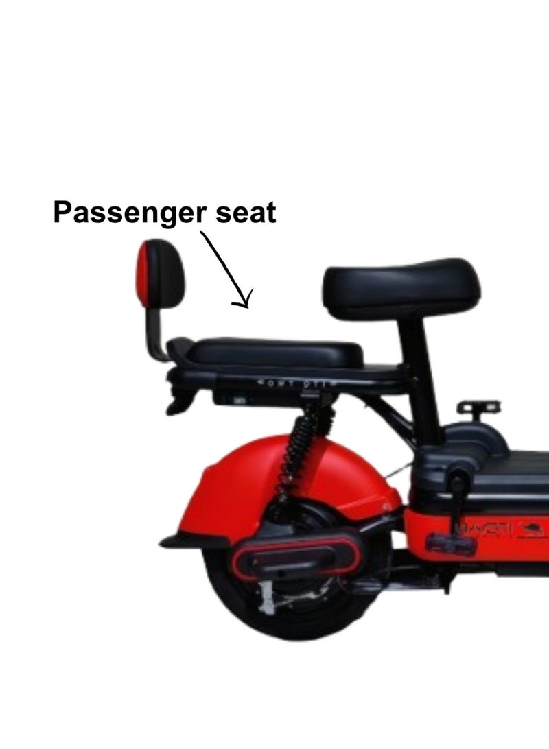 كاميل دراجة كهربائية ITQ-2 Pro للبالغين، بقدرة 450 واط، إطارات مقاس 14 بوصة، مدى يصل إلى 65 كم، مزودة بمرايا جانبية وسلة، باللون الأحمر. - Image 2