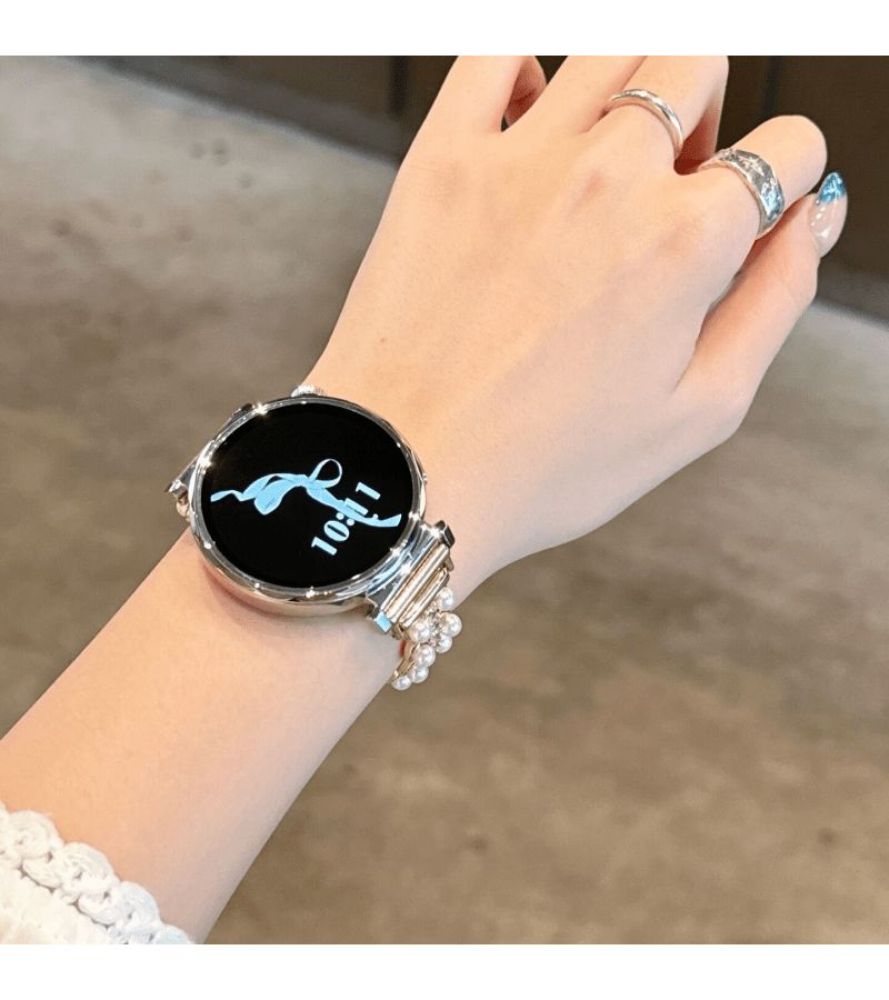 ألوان مختلطة، حزام معدني يدوي الصنع باللؤلؤ والماس لساعات HW Band 8 9 10 NFC - Image 5