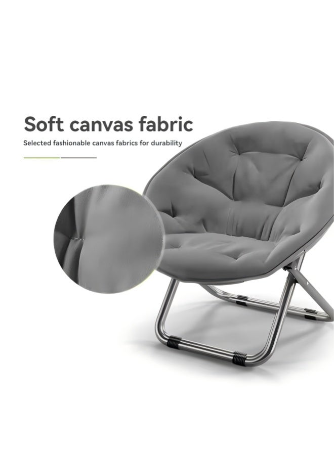 كرسي استرخاء محمول,كرسي استرخاء رخيص كرسي قماشي قابل للطي للمنزل، كرسي استرخاء مريح، كرسي ترفيه للشرفة بتصميم مقعد متسع للتأمل والقراءة ومشاهدة التلفزيون والألعاب (رمادي) - Image 3