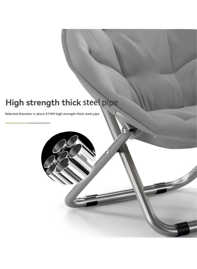 كرسي استرخاء محمول,كرسي استرخاء رخيص كرسي قماشي قابل للطي للمنزل، كرسي استرخاء مريح، كرسي ترفيه للشرفة بتصميم مقعد متسع للتأمل والقراءة ومشاهدة التلفزيون والألعاب (رمادي) - Image 5