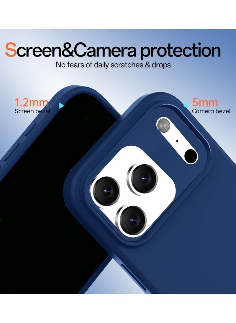 ACLIX Soft Liquid Silicone Case Cover for Apple iPhone 17 Pro 5G (2025) – Slim Shockproof Full Body Protective Phone Case with Anti-Scratch Microfiber Lining & Smooth Matte Finish – Navy Blue - Image 4