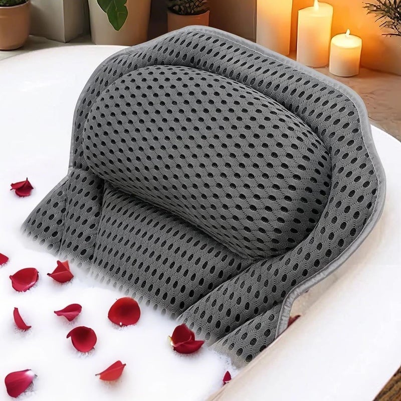 Idle Hippo Bath Pillow Bathtub Pillow, 4D Bath Pillows for Tub Neck and Back Support, Luxury Spa Bath Tub Pillow Fit Hot Tub, Bathtub, Relaxing Bath Accessories Spa Gifts for Women Adults 