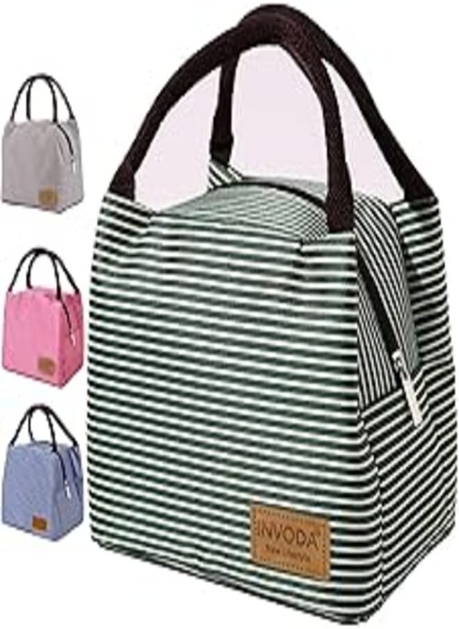 INVODA - Lunch Bags Reusable Lunch Tote Bags Portable Lunch Cooler Bag Lunch Holder Insulated Lunch Box Bag for Picnic Office Beach (Green) - Image 1