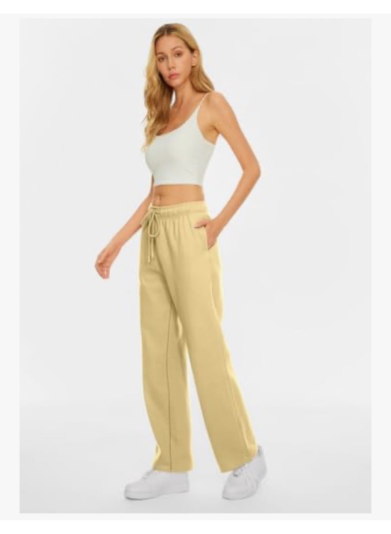 AUTOMET Women’s Fleece Lined Sweatpants, Wide Straight Leg Pants - Image 3