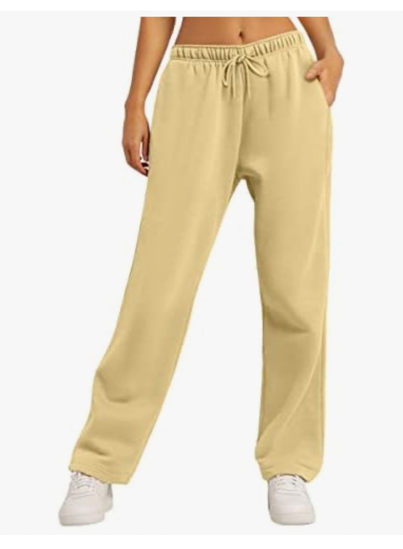 AUTOMET Women’s Fleece Lined Sweatpants, Wide Straight Leg Pants - Image 1