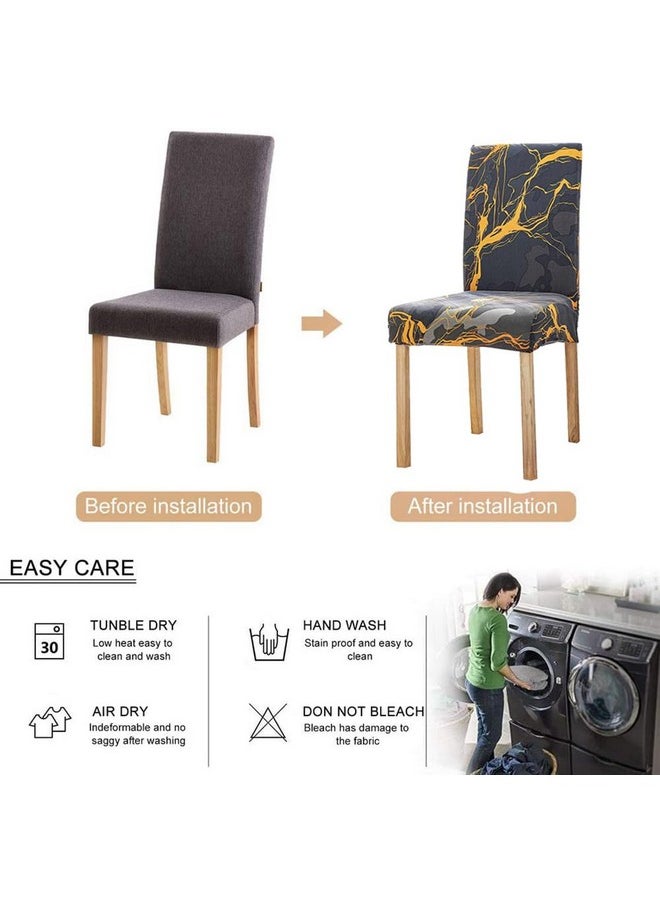 Styleys Styleys Printed Chair Covers Washable Elastic Dining Chair Cover Slipcovers (Set of 6 Dark Sunrise, SD131)  - Image 4