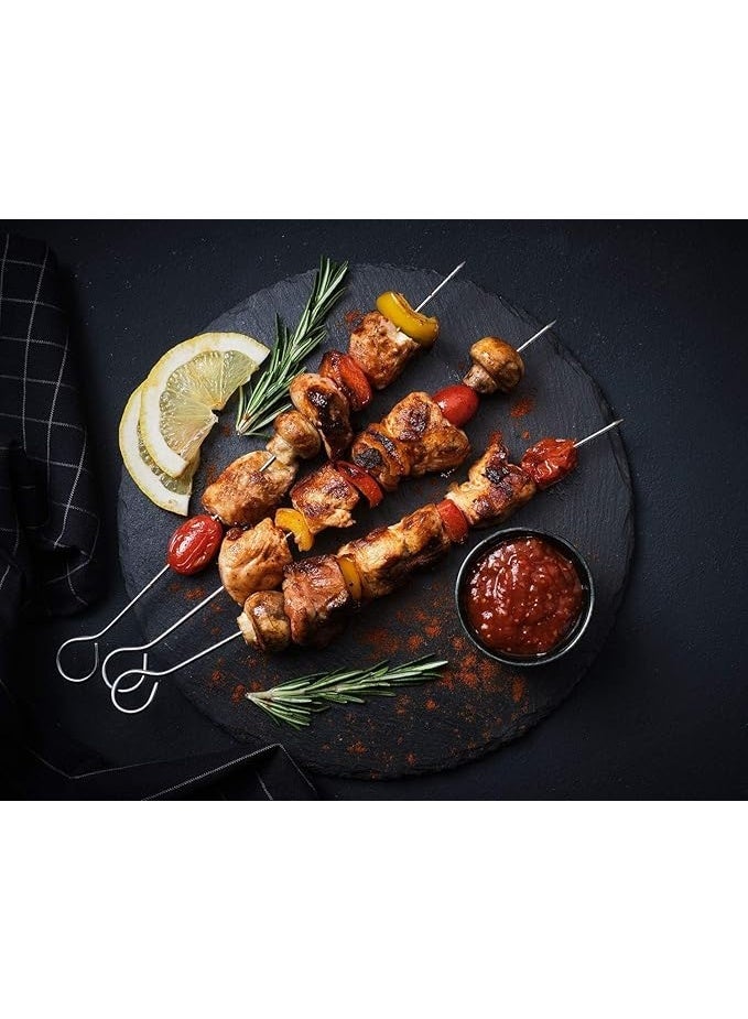 10PCS Flat Stainless Steel BBQ Skewers Set – Heavy-Duty Reusable Metal Shish Kabob Sticks for Grilling Meat, Chicken, Shrimp, Vegetables, Sausages & Kebab Forks (1 Pack)
