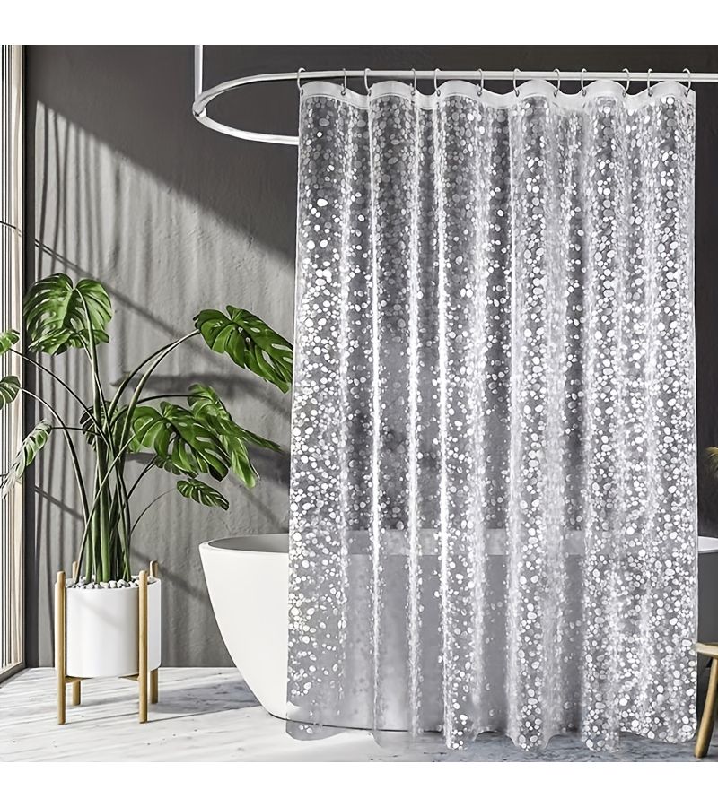 1 Pc 3D Pebble Pattern Shower Curtain 80 X 180 Cm Easy To Clean For Bathroom Kitchen Living Room And Outdoor - Image 1