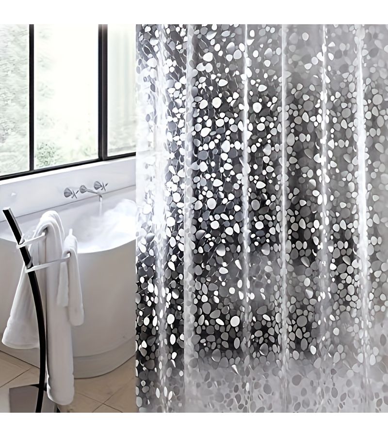 1 Pc 3D Pebble Pattern Shower Curtain 80 X 180 Cm Easy To Clean For Bathroom Kitchen Living Room And Outdoor - Image 3