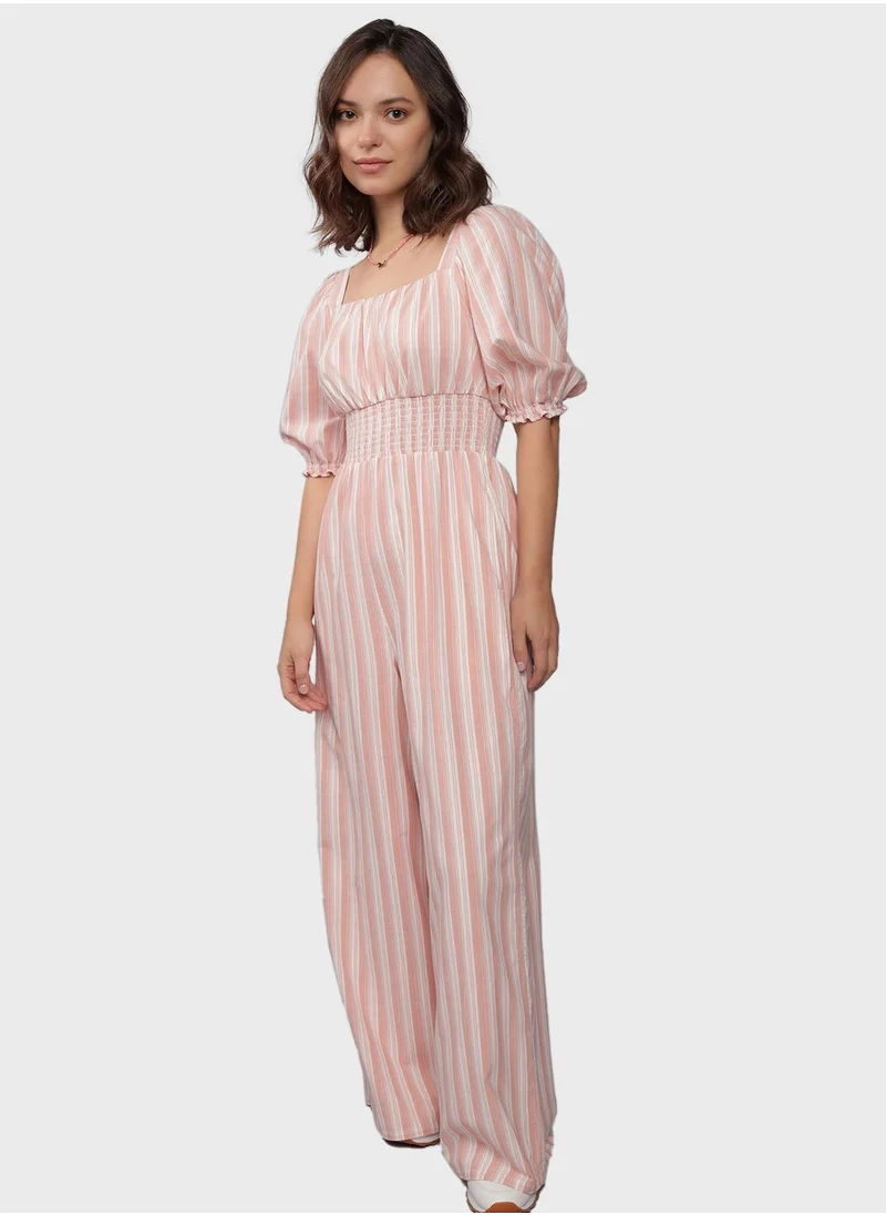 American Eagle Puff Sleeve Wide Leg Jumpsuit