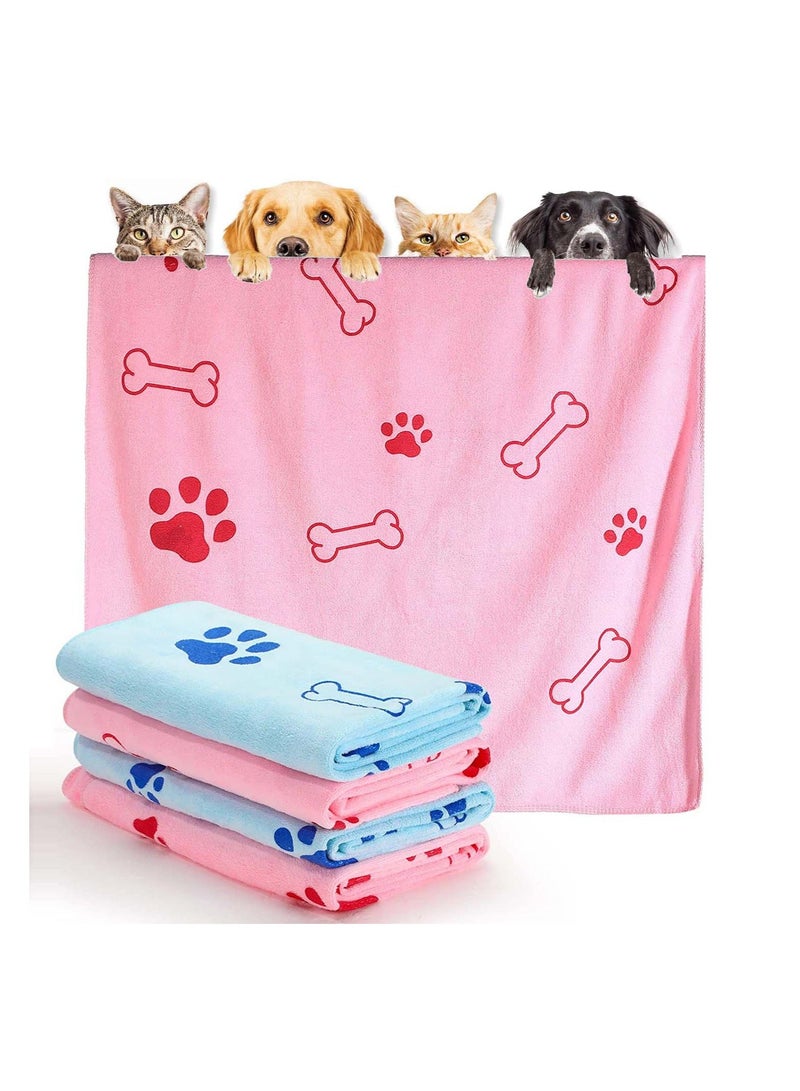 4 Pieces Dog Towels for Drying Dogs Puppy Towel Bulk Microfiber Absorbent Pet Bathing Supplies Quick Paw Medium Cats Pets Shower 23.6 x 39.4 Inch - Image 1