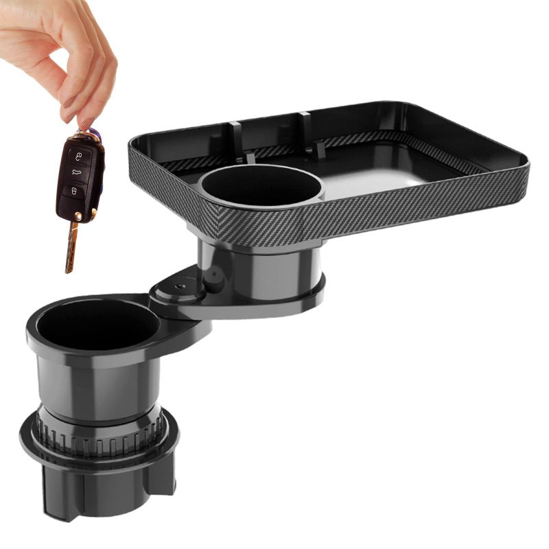 Car Cup Holder Expander Multi-functional 2-in-1 Adjustable Car Cup Holder Tray Holder 360°Rotating Car Storage Table Tray Holder Black small cup - Image 5