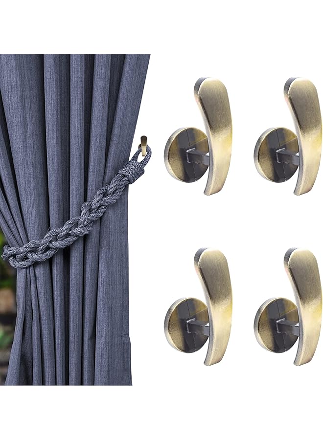 erorex 4PC Curtain Tieback Hooks, Wall-Mounted Decorative Drapery Holdbacks with Screws  - Image 1