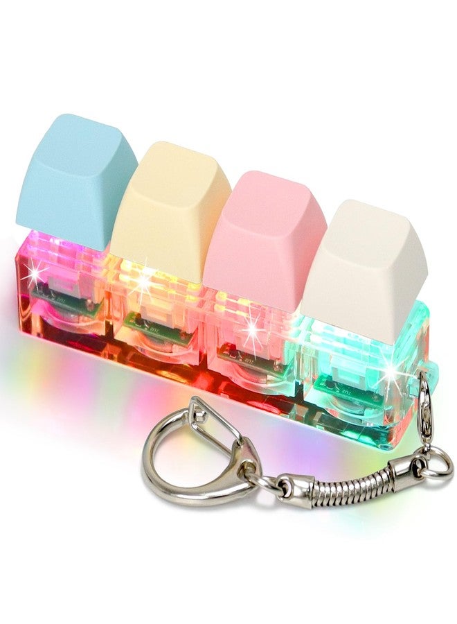 Cozymate Keyboard Fidget Toys for Adults Keyboard Clicker with LED Light Keychain Fidget Sensory Fun Toys for Anxiety Decompression (Macaroon1, 4 in 1) - Image 1