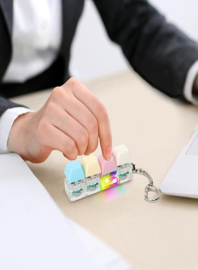 Cozymate Keyboard Fidget Toys for Adults Keyboard Clicker with LED Light Keychain Fidget Sensory Fun Toys for Anxiety Decompression (Macaroon1, 4 in 1) - Image 5
