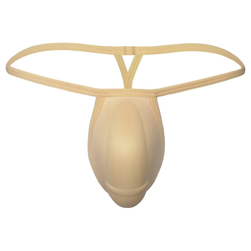 Mens Sponge Pouch Thong Underwear Pure Skin color 