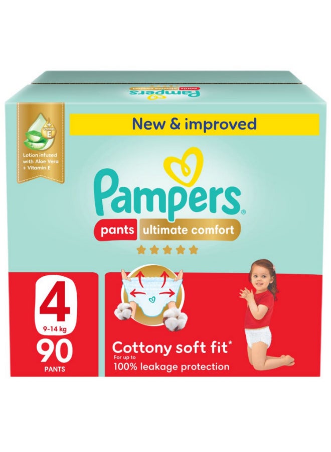 Pampers Ultimate Comfort Pants Diapers, Size 4, 9-14kg, Giant Box, 90 Count - Image 1