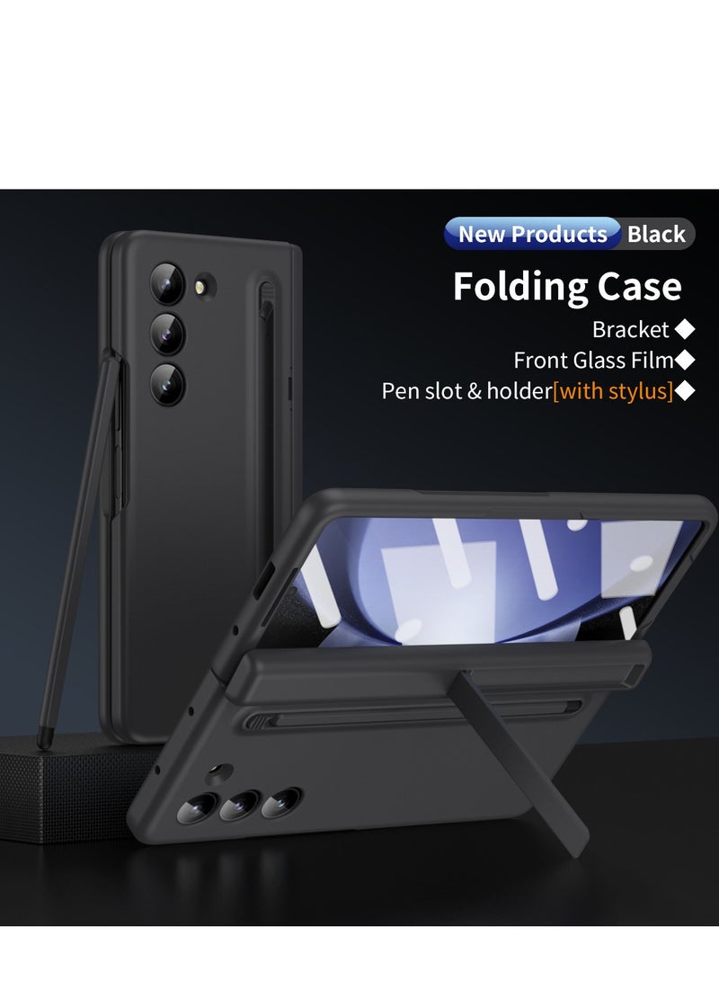 جراب هاتف Samsung Galaxy Z Fold 5/W24 مع حامل قلم وقلم، وحماية المفصلة، ​​وواقي شاشة مدمج وحماية الحامل، جراب هاتف مقاوم للصدمات ومضاد لبصمات الأصابع - Image 1