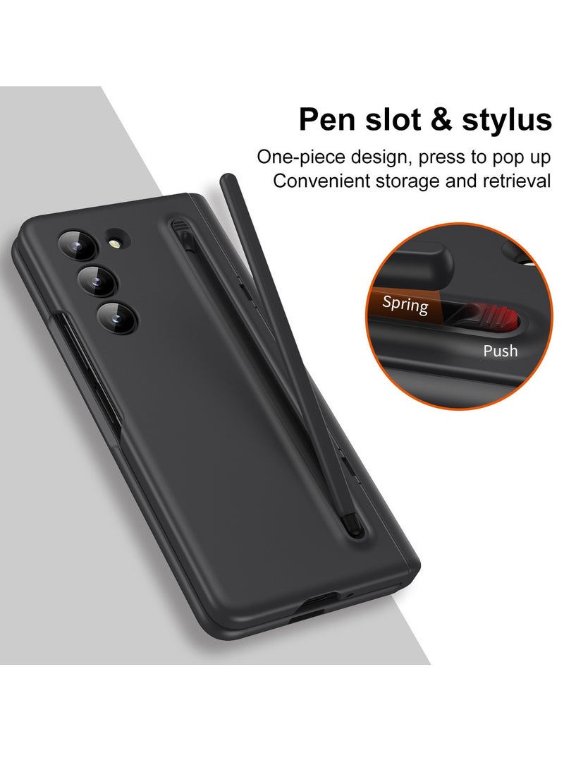 جراب هاتف Samsung Galaxy Z Fold 5/W24 مع حامل قلم وقلم، وحماية المفصلة، ​​وواقي شاشة مدمج وحماية الحامل، جراب هاتف مقاوم للصدمات ومضاد لبصمات الأصابع - Image 4