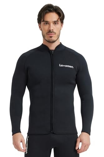 Lemorecn Men’s 3mm Wetsuits Jacket Long Sleeve Neoprene Wetsuits Top(2031blackL) - Image 1